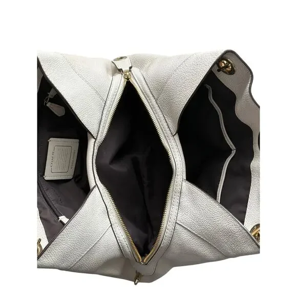 Coach Cream Turlock Edie Pebbled Leather Shoulder Bag - Picture 10 of 13